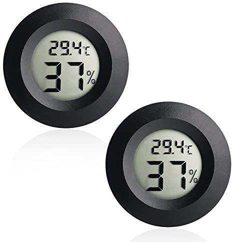 2 Pieces of Electronic Thermometer And Hygrometer, Temperature and Humidity Monitor, Can be Switched to Celsius/Fahrenheit, Used to Measure Indoor and Outdoor Temperature and Humidity (Black)
