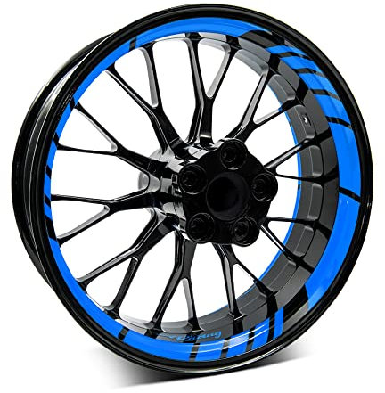 Set di 18 adesivi per cerchioni, per moto, auto, set completo di adesivi per cerchioni da 15, 16, 17, 18, 19, MR020 (06 blu)