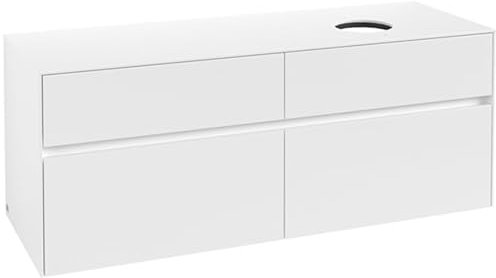 Villeroy & Boch Collaro Waschbeckenunterschrank 1400x548x500 mm, 4 Auszüge, für Waschbecken rechts, C04700, Farbe: Front/Korpus: White Matt, Griff: White Matt