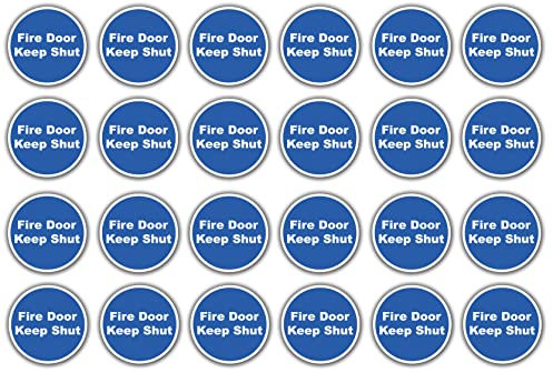 Stcky 24 x Fire Door Safety Signs [BS-5499 Compliant]- Fire Door Keep Shut Stickers Adherent Vinyl Stickers (80mm x 80mm)