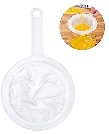 Kitchen Sieve, Nylon Sieve Fine Mesh with Handle Hook 200 Mesh Ultra Fine Filter Net, Food Strainer for Juice Soy Milk Coffee