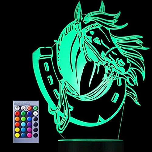 Jinson well 3D Pferd Lampe optische Illusion led licht Nachtlicht 16 Farbwechsel Tisch Schreibtisch Dekoration Lampen mit Acryl Flat ABS USB Kabel Spielzeug