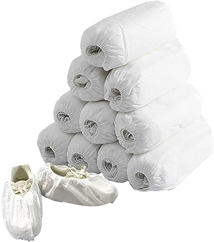 TAHUAON Fundas desechables para botas y zapatos, paquete de 200 (100 pares), antideslizantes, duraderas, protegen tu hogar, suelos y zapatos, blanco, Talla única