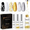 Shining She Gel Nail Polish Liner, 3 Colors Gold Sliver White Nail Art Line Gel Soak-Off UV/LED Painted Gel Nail Polish for French Tip Manicure DIY Nail Art, 8ML