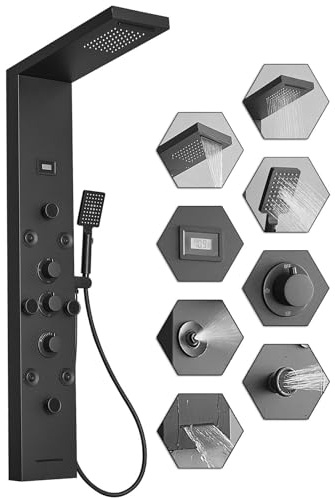 Bathfinesse Stainless Steel Shower Panel Tower System 6 IN 1 Massage System