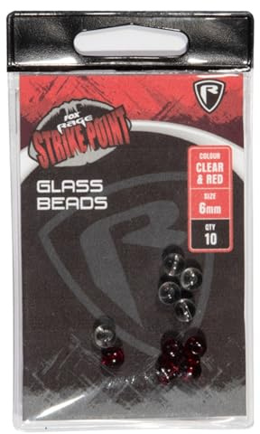 Fox Rage Strike Point 6mm Clear and red Glass Beads - Glasperlen, Perlen zum Finesseangeln, Glaskugeln