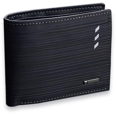 Portefeuille Homme Porte Cartes de Credit 8 emplacements,Portefeuille en Cuir PU Portefeuille avec Compartiment Monnaie 1 fenêtres d'identification (Protection RFID),Cadeaux pour Hommes-Noir