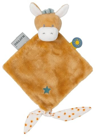 Nattou Mini-Schnuffeltuch aus Polyester, Esel Leo, Für Neugeborene und Frühchen, Ca. 28 cm, Felix und Leo, Beige