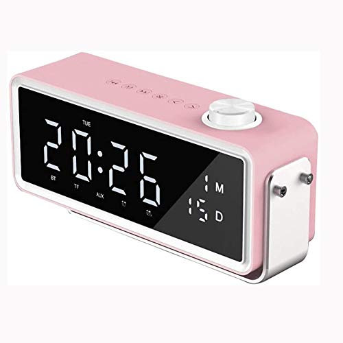 ERNZI Reloj Altavoz Bluetooth, Radio FM Reloj Despertador Dual Portátil Regulable con Pantalla Digital LED Temporizador de Apagado para el Dormitorio de Cabecera del Hogar,Rosado