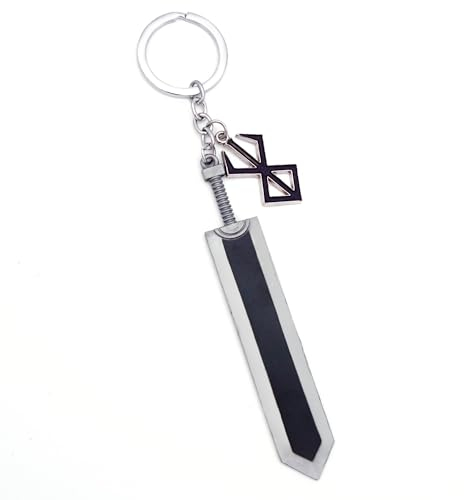 CuNto Spiel Berserk Guts Schwert Schlüsselanhänger Legende Krieger Schwarz Zink Legierung Anhänger Schlüsselanhänger Waffen Schlüsselanhänger Auto Männer Anime Zubehör (Schwarz)
