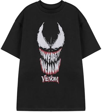 Marvel Venom Mens Black T-Shirt | Venom Character Short Sleeve Graphic Tee | Official Merchandise | Classic Comic Book Design Fans