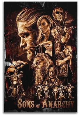 NHDERYBNF SAMCRO Cartoon-Poster, Motiv: Sons of Anarchy, dekoratives Gemälde, Leinwand, Wandposter und Kunstdruck, moderne Familienschlafzimmer-Dekoration, Poster, 20 x 30 cm