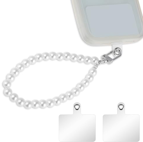 Handyband, Weiße Perlen Handy Anhänger Kamera Kette Handykette Kurz Handgelenk Handykette Perlen Handy Handschlaufe Handy Umhängeband Handyanhänger Phone Lanyard Phone Charm Handykette Universal