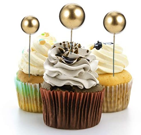 POPETPOP 30stücke Ballförmige Tortendekoration Goldene Und Silberne Schaumkugeln Für Geburtstagsfeiern Und Desserts Trendige Und Leichte Cake Topper Für