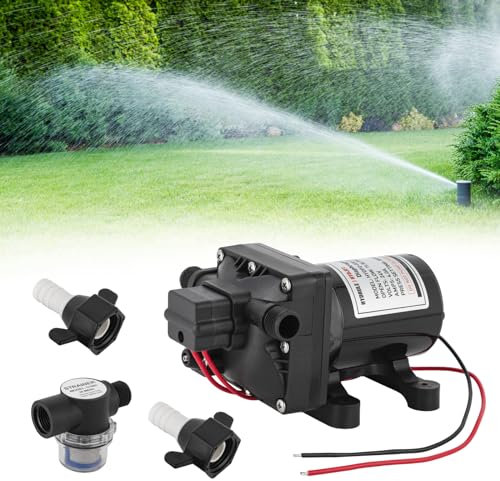 Wasserpumpe, 24V Membran Pumpe mit Druckschalter, Ansaugbereich 3m, 3.8Bar, Durchflussmenge 11.3LPM, für Wohnwagen, Yachten, Gartenbewässerung