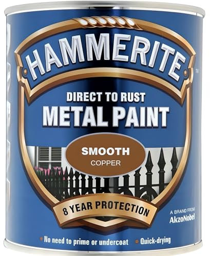 AMK® Hammerite Metal Paint Smooth Copper 250ml Direct To Rust Quick Drying No Primer Or Undercoat Needed Single Coat