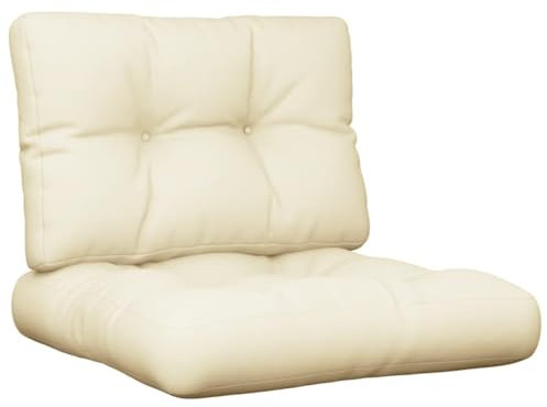 vidaXL Palettenkissen 2-TLG., Palettenpolster für Europaletten, Palettensofa Kissen Indoor Outdoor, Palettenauflage Sitzkissen Rückenkissen, Creme Stoff