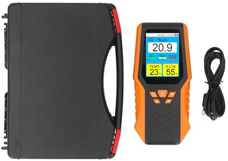 Detector de Oxígeno Portátil, Analizador de O2 con Visualización de Hora y Fecha, Probador de Temperatura y Humedad para la Industria Doméstica Al Aire Libre
