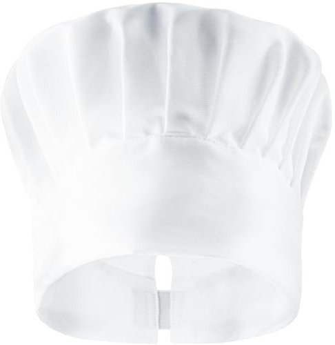 PALLTEX Amador Gorro Cocina Mujer/Hombre Gorro Cocinero Gorro Cocina, Talla única, con Goma elástica en la Parte Trasera, Color Blanco