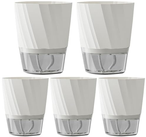 Selbstbewässerungstopf 5pcs Innenpflanze Selbstbewässerung mit großer Wasserspeicherung und Baumwoll -Docht -Schnur Moderne einfache weiße Blumentöpfe für Hausblütenpflanzen Kaktus, Blüten Töpfe