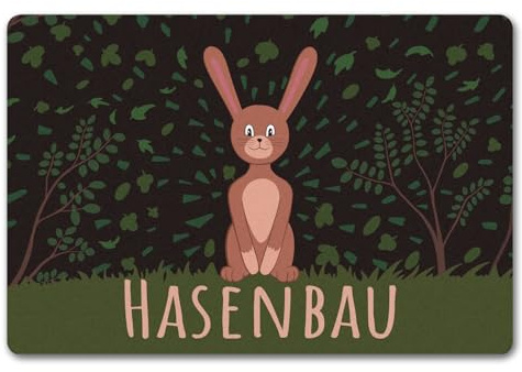 speecheese Hasenbau Fußmatte in 40x60 cm ohne Rand mit niedlichem Hasen Fußmatte in 40x60 cm ohne Rand für die Osterzeit mit süßem Hasen um den Eingangsbereich von deinem Haus oder der