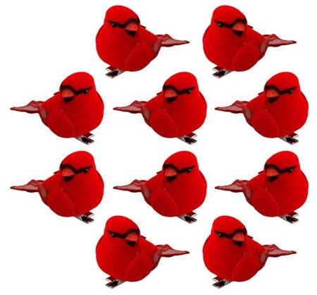 NVOQILIN 10 Stück Weihnachtsvogel Clip auf Weihnachtsbaum Vogel Dekoration Realistische Dekorationen für Zuhause und Büro