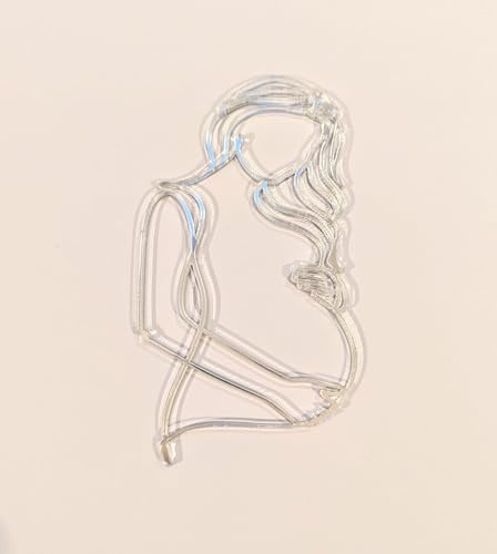 Décoration de gâteau en acrylique argenté miroir silhouette de femme enceinte