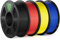 DEEPLEE PLA PRO Filament 1.75mm, Stärkere Zähigkeit 3D Drucker Filament, PLA Filament Maßgenauigkeit ±0.02 mm, Sauber gewickelt, Passend für die meisten FDM 3D Drucker, Schwarz Rot Gelb Blau, 4KG