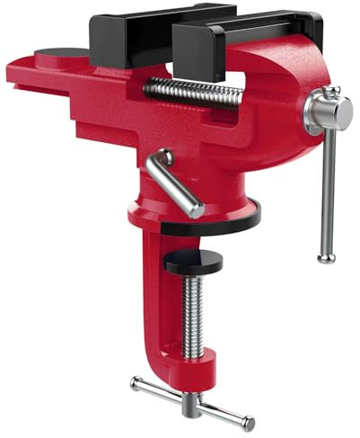 Nuovoware Morsa da Banco Falegname 70mm, 360° Girevole Morsa da Tavolo Morsetto da Banco Professionale Strumenti per Falegnameria Carpenteria in Acciaio Robusto Accessori Industriali, Rosso