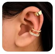 ALEXCRAFT Ear Cuffs No Piercing 3 Pcs Chunky Earrings Wrap-Around Earrings Gold Ear Cuff Clip On Hoop Earrings Fake Helix Cartilage for Women Girlfriend Mom