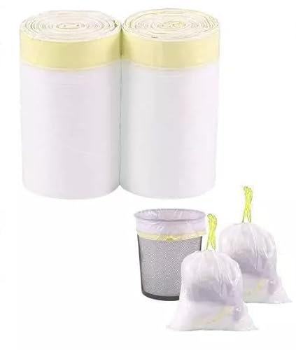 Waste Bin Bags Liner 55L Sacks Strong 20mu Thick Rubbish Trash Drawstring Bin Bags, 2 Rolls, White Extra Strong, Extra Thick, Refuse Sacks Heavy Duty Pack of 25, 50, 75, 100 (25 Bags)
