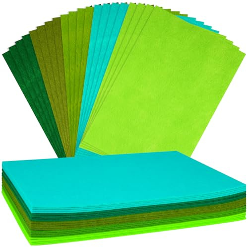 NEBURORA 20 Stück 2 mm dicke, steife Filzplatten zum Basteln(Grüne Serie) | Dicke Polyester-Filzplatten, Patchwork-Näh-Bastelzubehör, Party-Dekorationszubehör, geeignet für Graviermaschinen