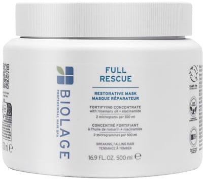 Biolage Restrukturierende Maske für feines Haar, geeignet für alle Haartypen, angereichert mit Rosmarinöl, Niacinamid und Vitamin B, Full Rescue, 500 ml