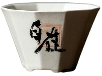 Zizai Tasse carrée en forme de croix de calligraphie chinoise peinte à la main