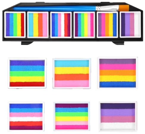KARLOR Paleta de pintura facial arcoíris, 30 colores con pincel, pintura facial Bodypaint Cara Pintura de maquillaje soluble en agua, pintura de teatro, pintura corporal, pintura facial, festival