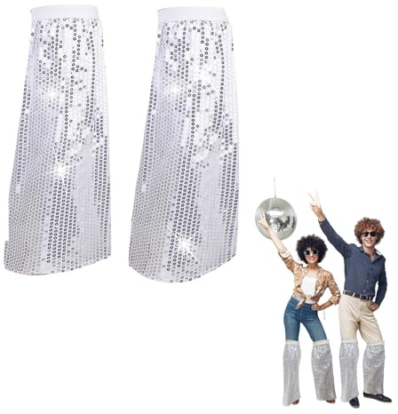 BFUZXY 1 Paar Abba Kostüm Damen,Pailletten-Stulpen Glitzer,Abba Outfit Damen Kostüm Disco,Sequin Leg Boot Covers,Stiefelabdeckungen für Karneval,Fasching und Hippie 70er kleid,Pailletten Hose Zubehör