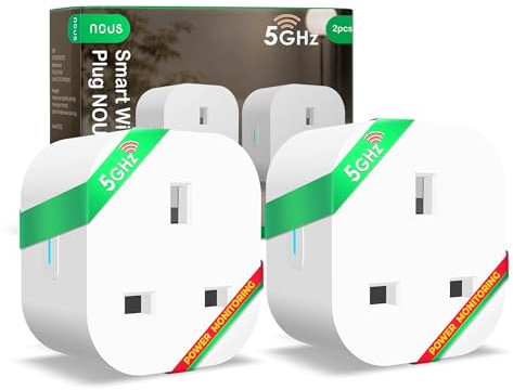 Enchufe inteligente WiFi NOUS A10 con monitoreo de energía, 13A, doble banda 2.4/5GHz, control de voz, temporizador y programación, compatible con Alexa, Google Home, Siri Shortcutcuts, Reino Unido, 3