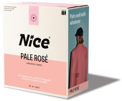 NICE Pale Rosé | Wine in a Box | Dry, Pale, French Rosé from Languedoc, Hint of Strawberry | 1 x 2.25L Boxed Wine (Pack of 6)