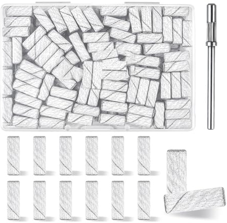 Suoumwa Nail Drill Bits 100 Pcs(180 Grit White Small Sanding Bands), 3.1mm Mandrel Bits, Nail Bits, Sanding Band