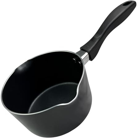 22cm Non-Stick Milk Pan with Soft Touch Handle, Saucepan with Double Pouring Spouts, Dishwasher Safe Sauce Pot (22cm)