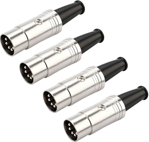 RUNCCI-YUN 4 Stück DIN 5 PIN Stecker,Metallgehäuse für MIDI Audio Adapter Lötklemmen, Mixer, Trommel, Keyboard
