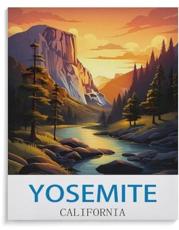 Jigsaw Puzzles 1000 Pieces Paper Assembling Picture，Yosemite Vintage Travel Poster California，Adults Games Educational Toys 26x38cm-I64