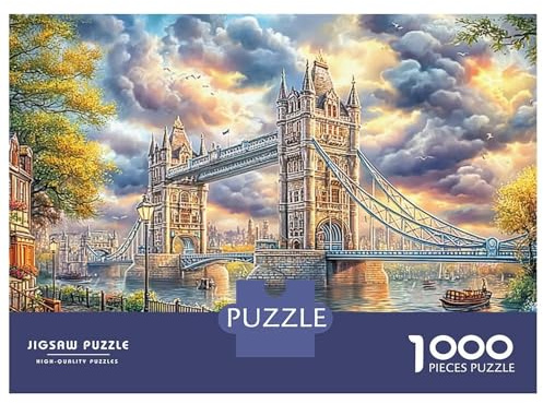 London-Panorama Puzzle 1000 Teile für Erwachsene, Zauberstadt & Fluss, Stressabbau-Lernspiel, Wanddekoration, Männer & Frauen 52x38cm