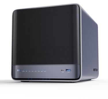 MINISFORUM N5 Air 5-Bay Desktop NAS Barebone con fino a 174 GB di memoria, AMD Ryzen 7 255 (8C/16T) CPU, Dual DDR5 RAM fino a 96 GB, OCuLink, 3 slot M.2, 1 x 10GbE, 1 x 5GbE, 2 x USB4 (8K), HDMI 8 K
