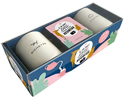 Mugs Il en faut peu pour être heureux: Avec 2 mugs et 2 carnets