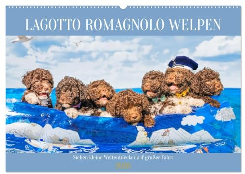 Lagotto Romagnolo Welpen - Sieben kleine Weltentdecker auf großer Fahrt (Wandkalender 2026 DIN A2 quer), CALVENDO Monatskalender: 13 traumhafte ... der Rasse durch das Jahr (CALVENDO Tiere)