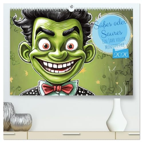 Süßes oder Saures - Ein Jahr voller Monsterspaß (hochwertiger Premium Wandkalender 2026 DIN A2 quer), Kunstdruck in Hochglanz: Tauchen Sie ein in eine ... aufs Gesicht zaubern werden. (CALVENDO Spass)