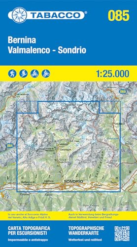 85 Bernina Valmalenco Sondrio: Tabacco Wanderkarte 1:25000 (Carte topografiche per escursionisti, Band 85)