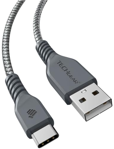TECHGEAR High Durability Braided USB C Charging Data Cable (1m/3.3ft) for USB Type-C Compatible with iPad Pro 11 12.9 13 2025-2018, Mini 7/6, iPad Air 11/13/4th/5th 10.9, iPad 10th/11th - Silver