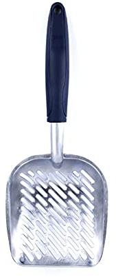 Andiker Metal Cat Litter Scoop Durable Large Litter Box Sifter with Ergonomic Long Handle and Large Holes Slot Pet Litter Shovel Easy to Clean (Blue)